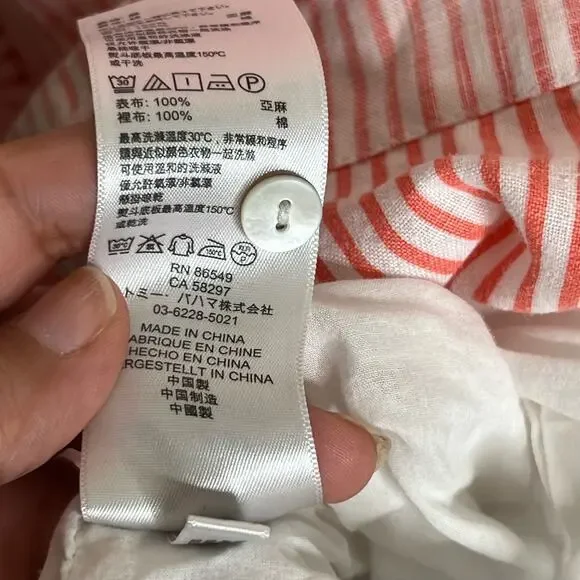 Tommy Bahama Linen Sleeveless fully lined Shift Dress Striped Pink size small - Picture 9 of 9